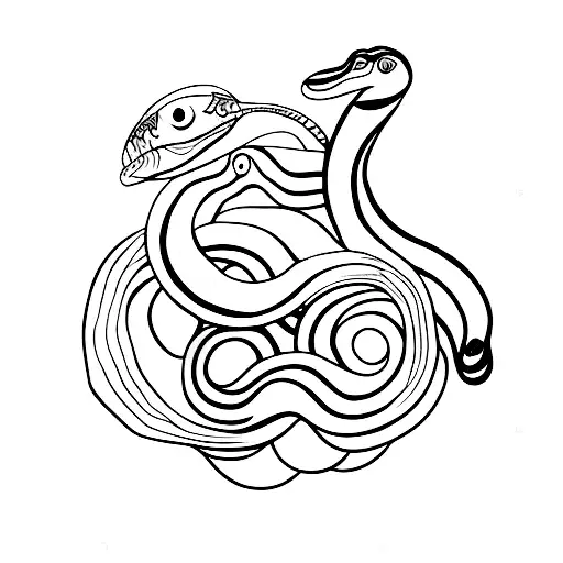 Snake With A Moon And Feather