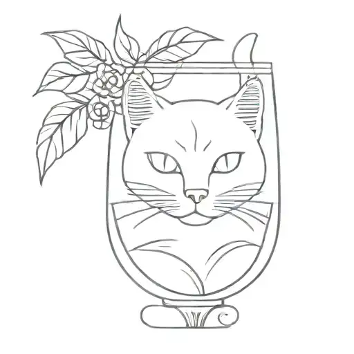 Cat With Cocktail Glass