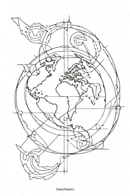 Design A Tattoo Of A Globe With Scandinavian Runes Intertwined In The Continents
