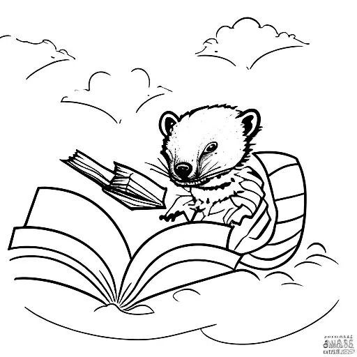 Honey Badger With A Book Chasing A Butterfly