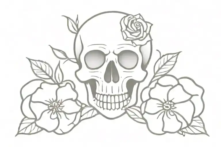 Skull And Roses On Seago Name Intertwined