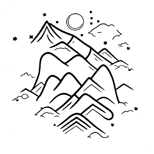 Mountain Range With A Few Stars Above