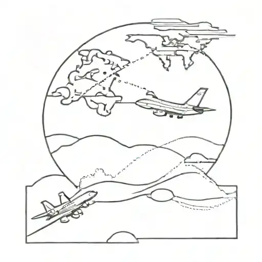 Airplane Flying Over A World
