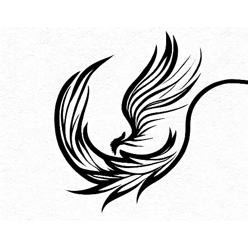 Phoenix Rising Out Of Flower With Long Stem