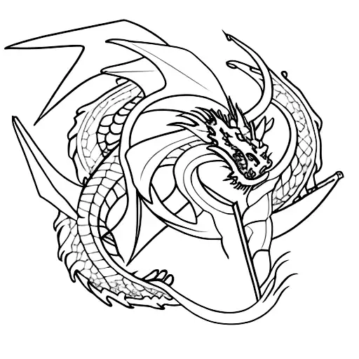 Dragon With Books And Sword