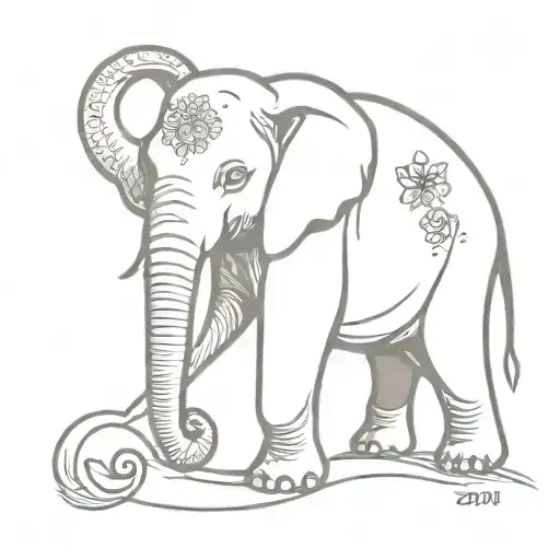 Hindu Elephant Holding A Moon And Honey