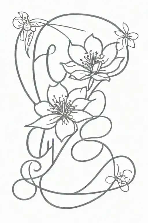 Love Cursive With Flower Intertwined