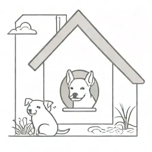 Dog In Dog House Surrounded