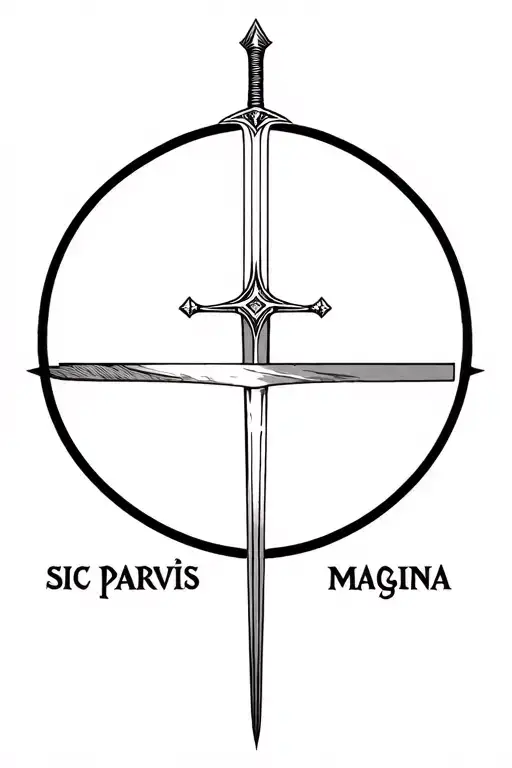 Sic Parvis Magna With A Sword Through It