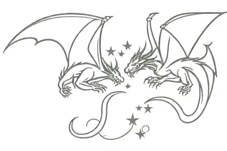 Two Dragon With Stars