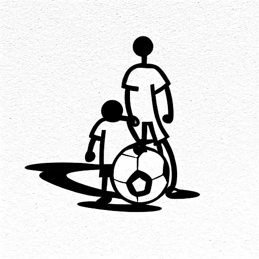 Father And Son With A Soccer Ball