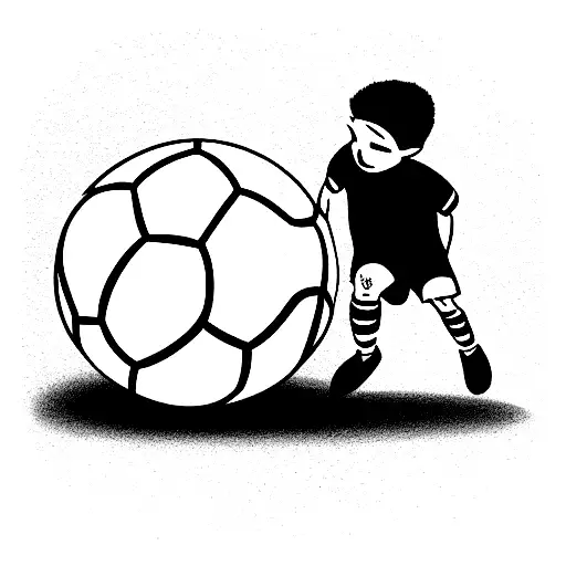 Father And Son With A Soccer Ball