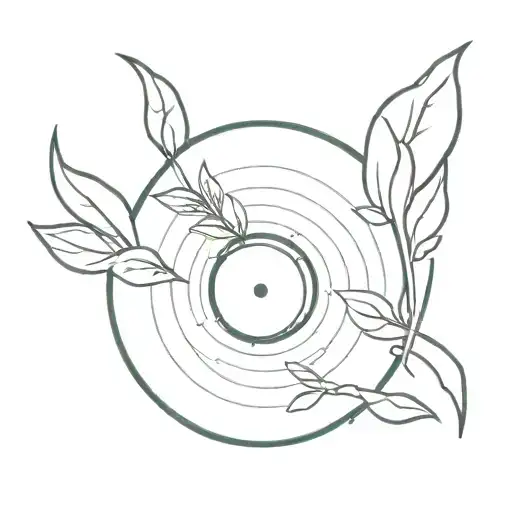 A Minimalist Tattoo Of A Plant Growing Out Of A Vinyl Record