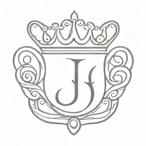 Simple Letter J With A Princess Crown
