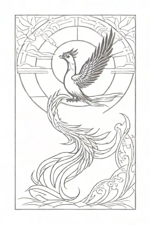 Minimalistic Phoenix Rising Sun