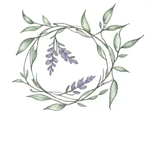 Tattoo Of One Branch Of Lavender Around The Wrist As A Bracelet In A Minimalist Style