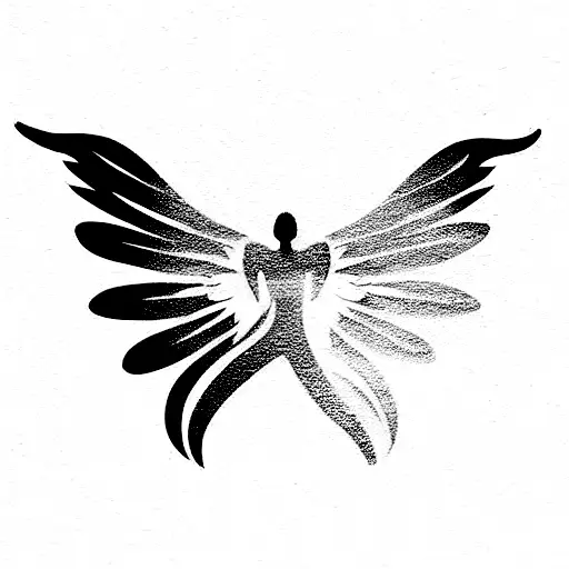 A Silhouette Of A Angel With Broken Wings
