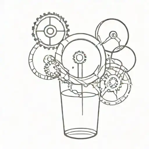 Water In The Glass Pours Three Gears Intertwined