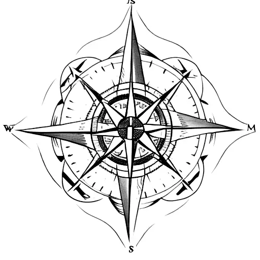 A Compass Rose With A Trail Winding Through It