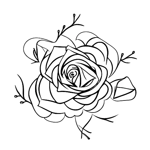 A One-line Representation Of A Rose Intertwined With The Word 'Therese'