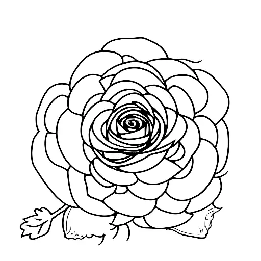 Abstract Ranunculus Rose With Stem And Leaf