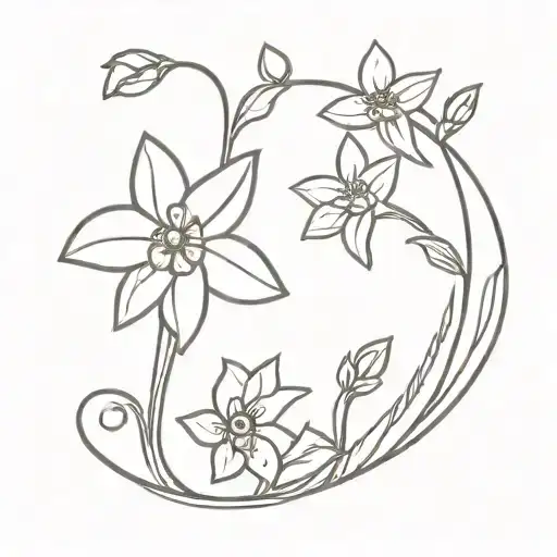 Small Daffodils And Jonquils And A Ladybug