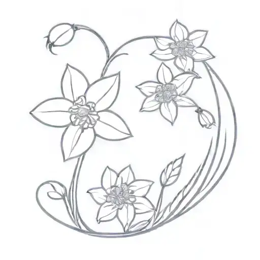 Small Daffodils And Jonquils And A Ladybug