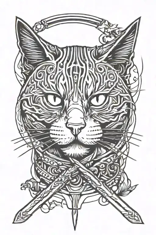 Cat With Sword In Mouth