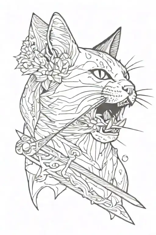 Cat With Sword In Mouth