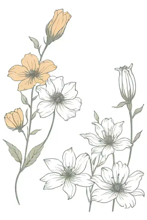 Marigold And Cosmos And Lily
