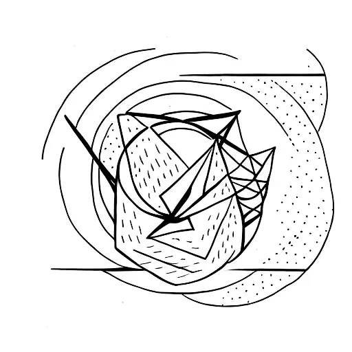 A Minimalist Tattoo Of A Fashion Sketch With A Moon And Ocean In The Background