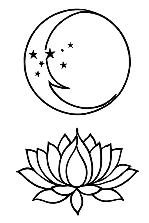Lotus Flower Moon Stars