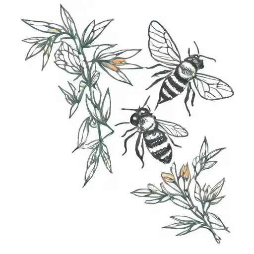 Bee And Rosemary Branches Crossed