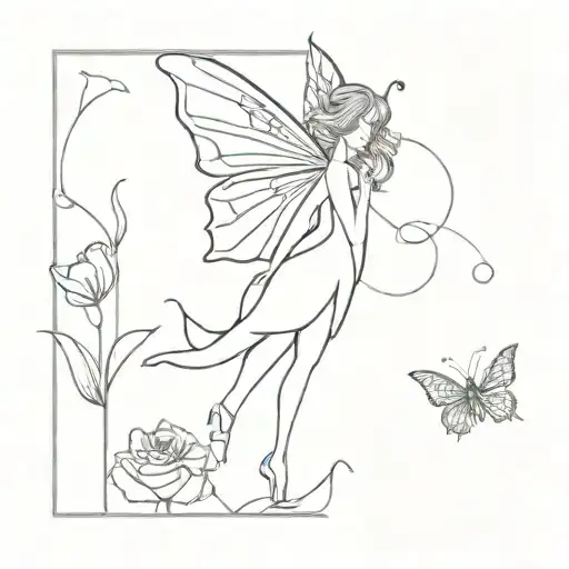Fairy Butterfly Fine Line Art