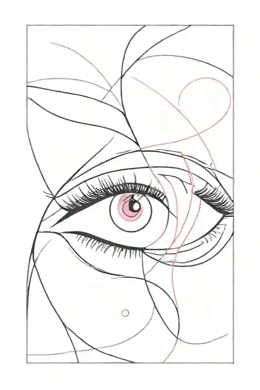 Eyes And Pink Lines Abstract