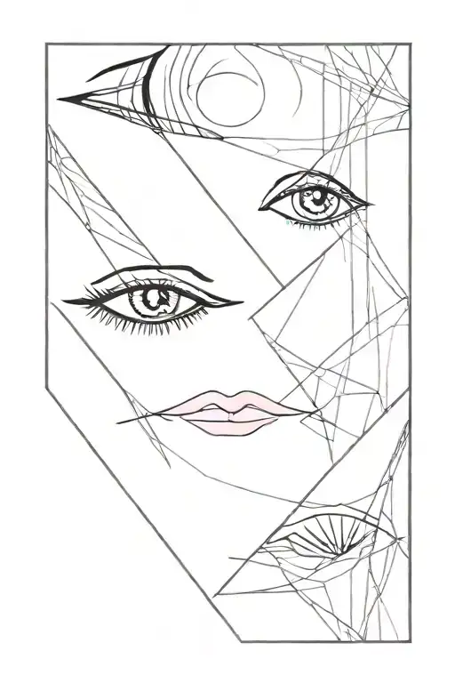 Eyes And Pink Lines Abstract