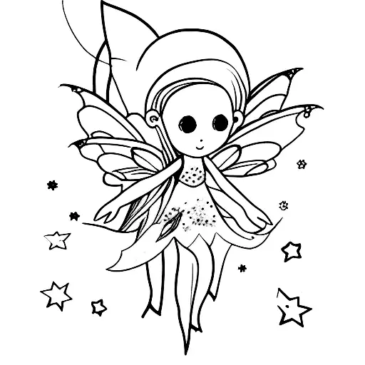Small Fairy With Long Hair An Long Ears And Stars Around Her