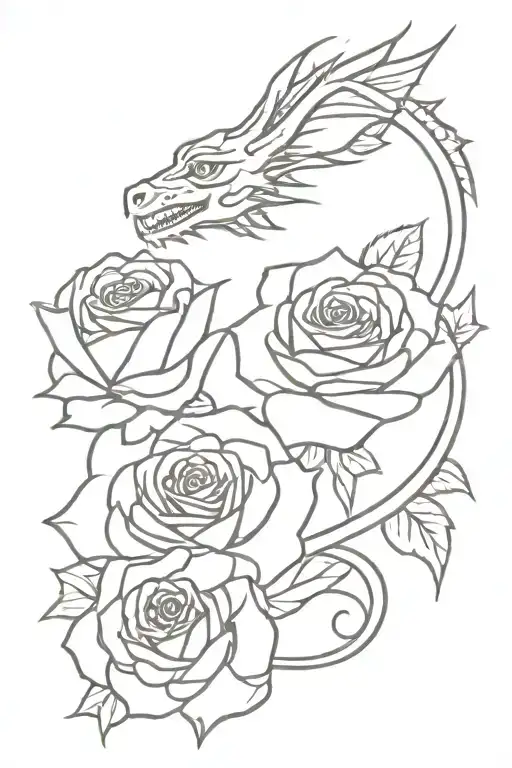 Dragon And Roses