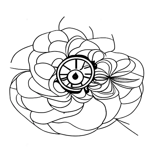 Impatien Flower And A Clock