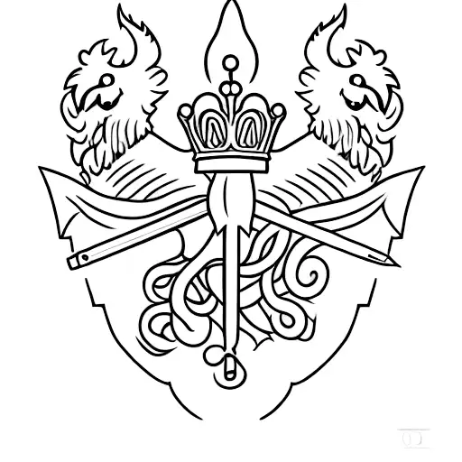 Black Cherub With Crown And Weapon