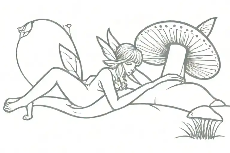 Fairy Lying On A Mushroom