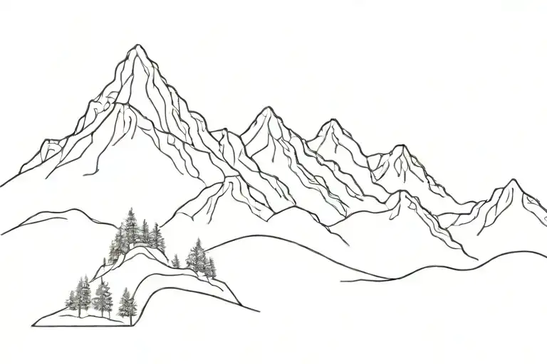 Mountains Minimalist Line Work