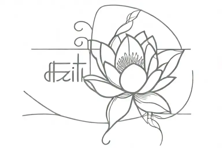 The Word Faith With A Waterlily Connected Line
