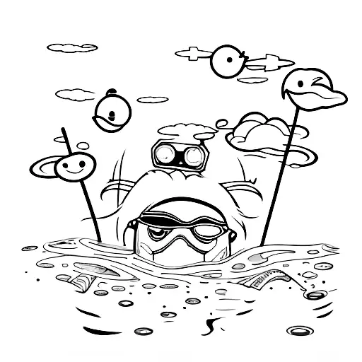 Cartoon Car In A Swimming Pool