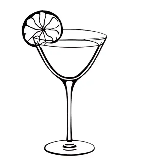 A Coctail Or Wine Glass Minimalist Fine Line