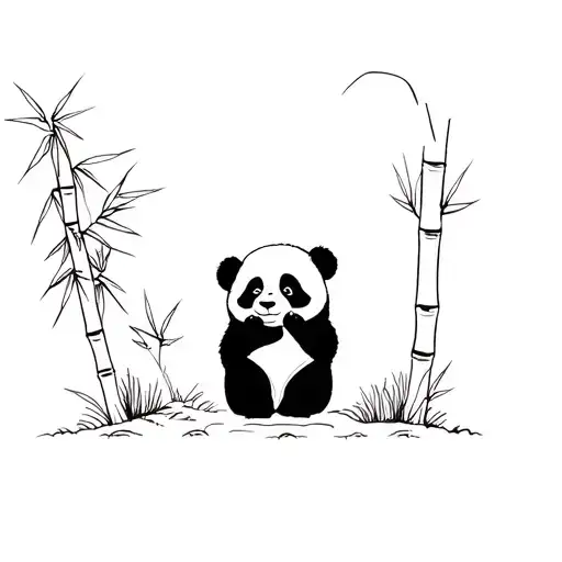 Small Panda Holding 2 Bamboo Forest