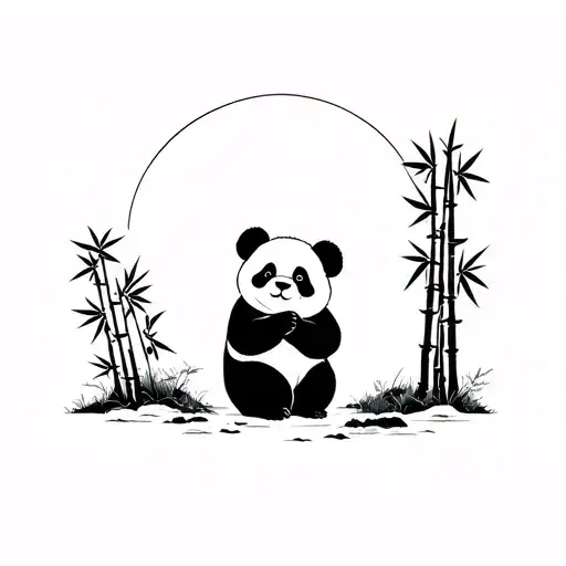 Small Panda Holding 2 Bamboo Forest