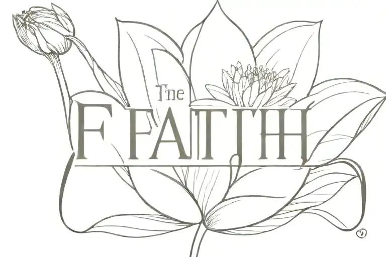 The Word Faith With A Waterlily Blooming