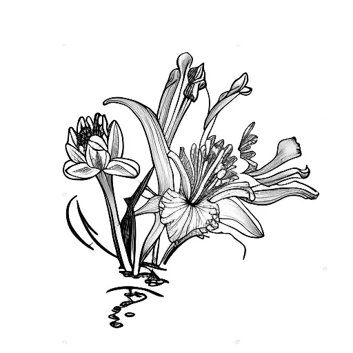 Gladiolus And Water Lily And Honeysuckle