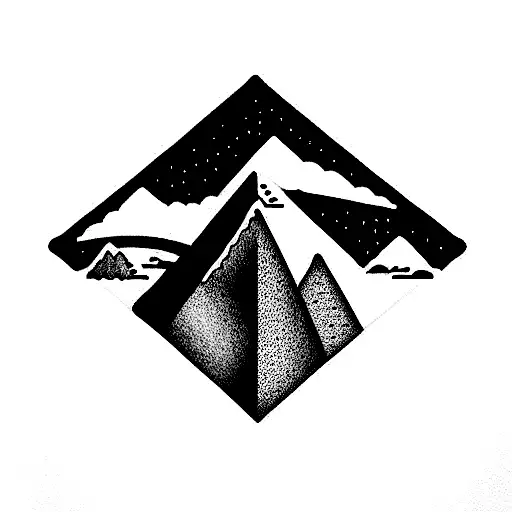 Mountains With Sunset And Water